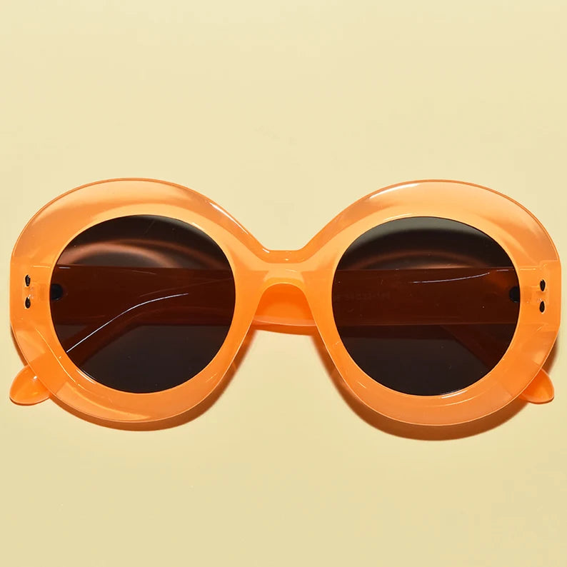 orange 1960s Vintage Style TWIGGY Mod Oversized Round Oval Sunglasses