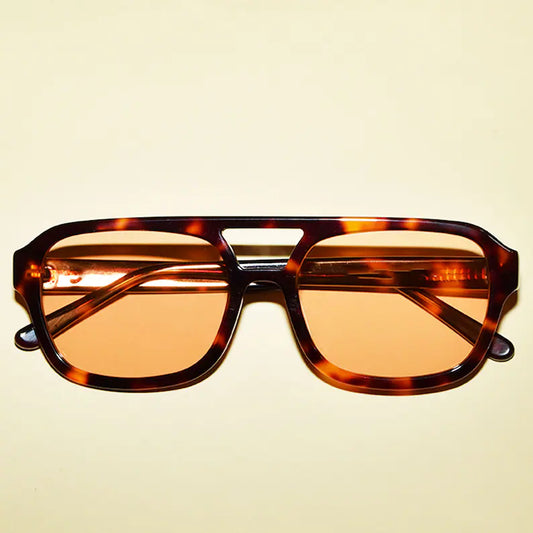 1970s Vintage Style Tortoise Shell Double Bridge Aviator Sunglasses